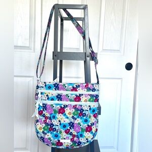 Vera Bradley Trio Zip Hipster Crossbody Bag "Far Out Floral" Print